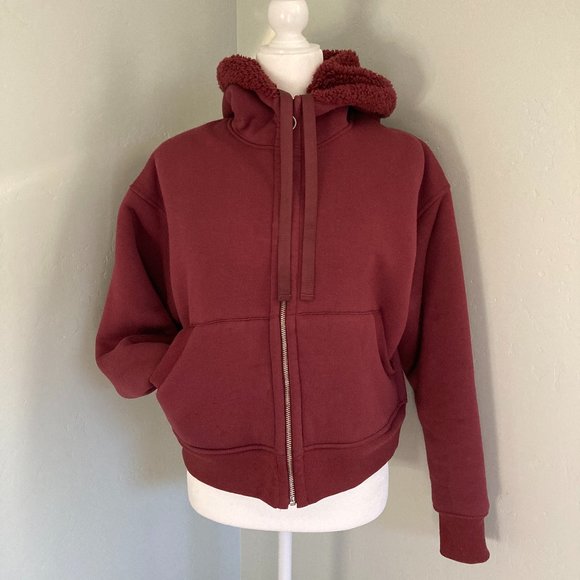 Athleta Tops - Athleta Cozy Reversible Sherpa Hoodie, maple red